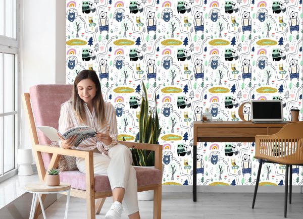 Behang Voor Kinderen - Wilde Dieren - Scandinavische Stijl - Afbeelding 7