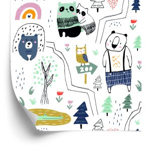 Behang Voor Kinderen - Wilde Dieren - Scandinavische Stijl
