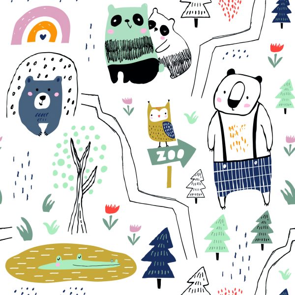 Behang Voor Kinderen - Wilde Dieren - Scandinavische Stijl - Afbeelding 2