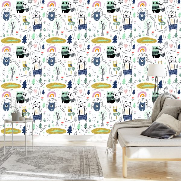 Behang Voor Kinderen - Wilde Dieren - Scandinavische Stijl - Afbeelding 3