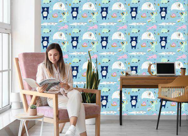 Behang Voor Kinderen - Regenboogdieren In Een Droom - Afbeelding 7