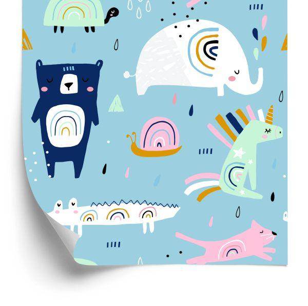 Behang Voor Kinderen - Regenboogdieren In Een Droom