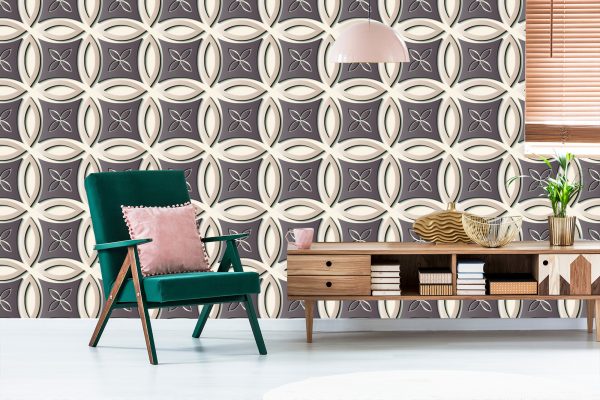 Behang Decoratief Retropatroon - 3D-Effect - Afbeelding 6