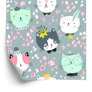 Behang Voor Kinderen - Dromerige Kleurrijke Katten