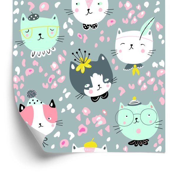 Behang Voor Kinderen - Dromerige Kleurrijke Katten
