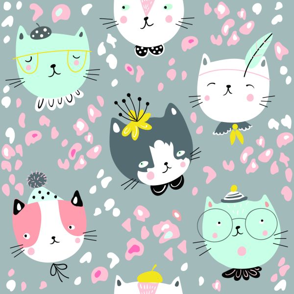 Behang Voor Kinderen - Dromerige Kleurrijke Katten - Afbeelding 2