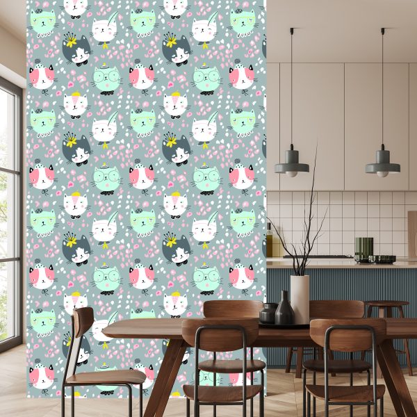 Behang Voor Kinderen - Dromerige Kleurrijke Katten - Afbeelding 4