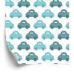Behang Voor Kinderen - Blauwe Auto's