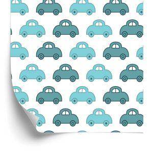 Behang Voor Kinderen - Blauwe Auto's