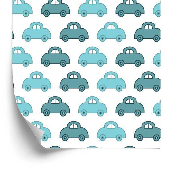 Behang Voor Kinderen - Blauwe Auto's