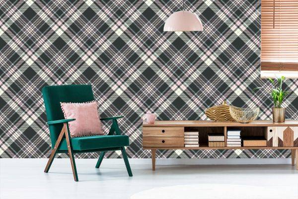 Behang Mooie Plaid In Pastelkleuren - Afbeelding 6