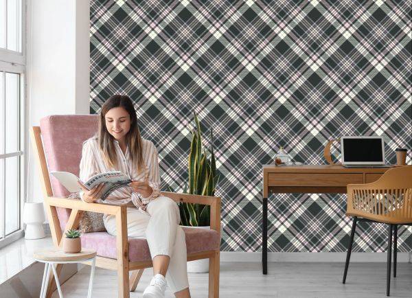Behang Mooie Plaid In Pastelkleuren - Afbeelding 7