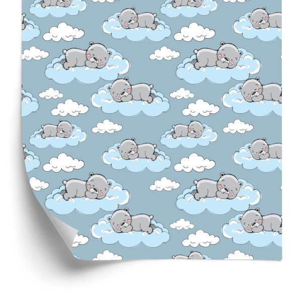 Behang Voor Kinderen - Teddyberen Die Tussen De Wolken Slapen