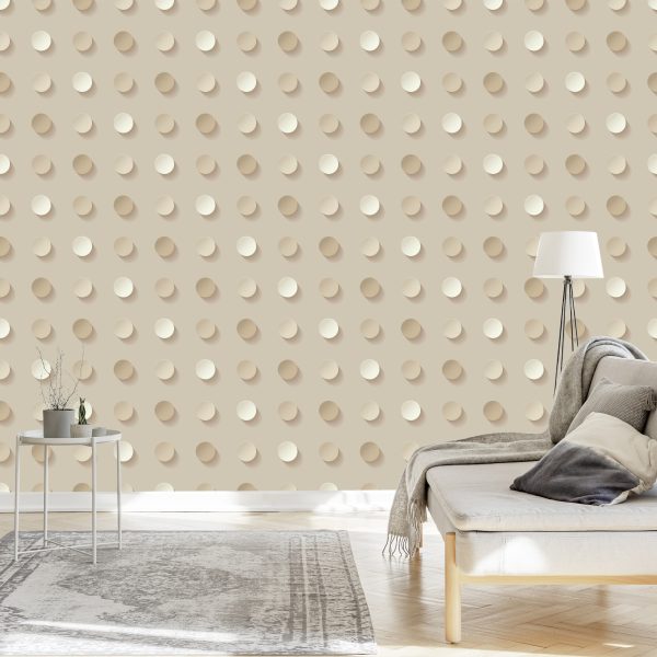 Behang Stippen In Beige Tinten - 3D-Effect - Afbeelding 3
