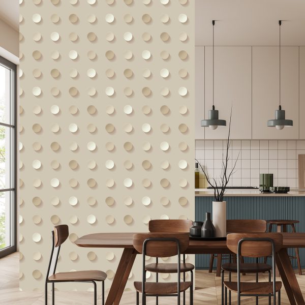 Behang Stippen In Beige Tinten - 3D-Effect - Afbeelding 4