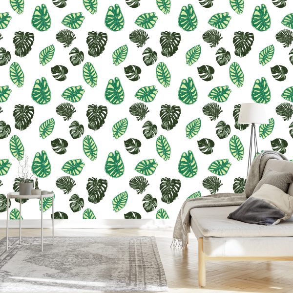 Behang Monstera En Alocasia Bladeren - Afbeelding 3