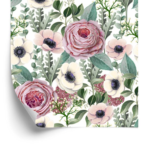 Behang Rozen, Anemonen En Eucalyptusbladeren