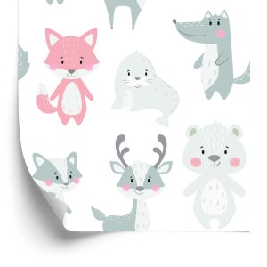 Behang Voor Kinderen - Lachende Dieren In Pastelkleuren