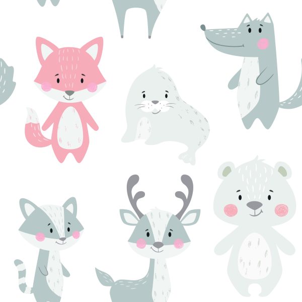 Behang Voor Kinderen - Lachende Dieren In Pastelkleuren - Afbeelding 2