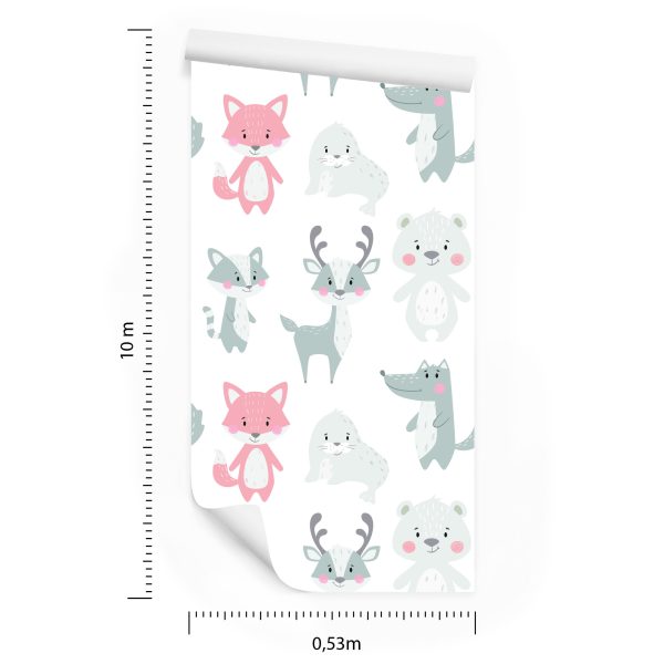 Behang Voor Kinderen - Lachende Dieren In Pastelkleuren - Afbeelding 8