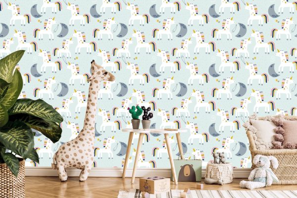 Behang Voor Kinderen - Eenhoorns En Manen - Scandinavische Stijl - Afbeelding 5