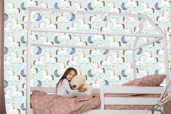 Behang Voor Kinderen - Eenhoorns En Manen - Scandinavische Stijl - Afbeelding 7