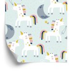 Behang Voor Kinderen - Eenhoorns En Manen - Scandinavische Stijl
