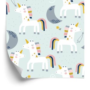 Behang Voor Kinderen - Eenhoorns En Manen - Scandinavische Stijl