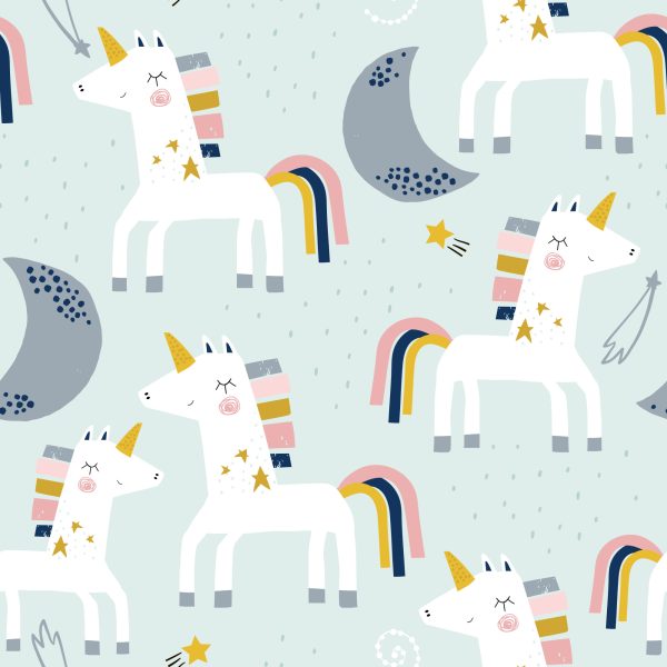 Behang Voor Kinderen - Eenhoorns En Manen - Scandinavische Stijl - Afbeelding 2