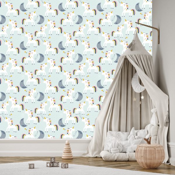 Behang Voor Kinderen - Eenhoorns En Manen - Scandinavische Stijl - Afbeelding 3