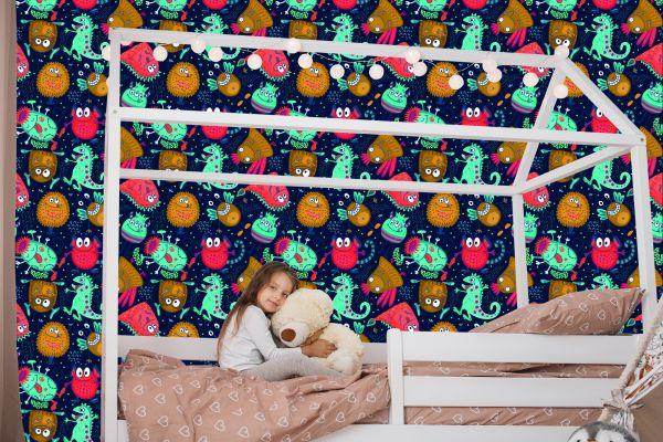 Behang Voor Kinderen - Grappige Monsters En Buitenaardse Wezens - Afbeelding 7