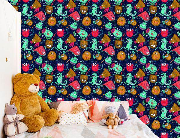 Behang Voor Kinderen - Grappige Monsters En Buitenaardse Wezens - Afbeelding 6