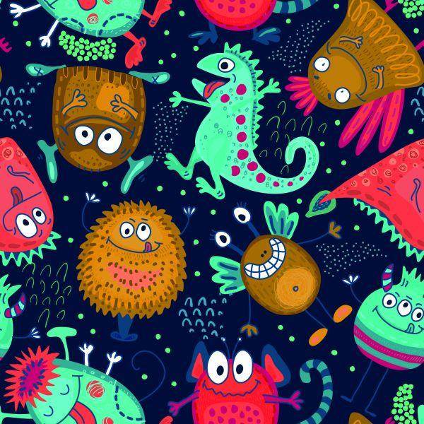 Behang Voor Kinderen - Grappige Monsters En Buitenaardse Wezens - Afbeelding 2