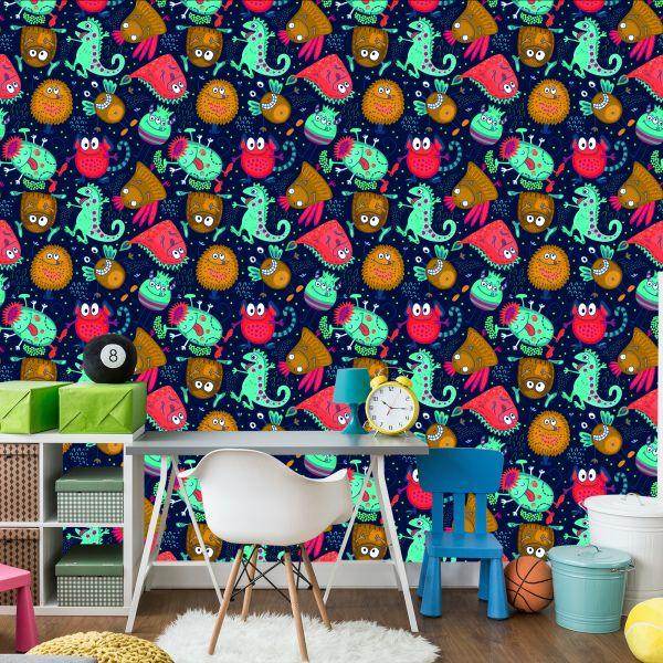 Behang Voor Kinderen - Grappige Monsters En Buitenaardse Wezens - Afbeelding 4