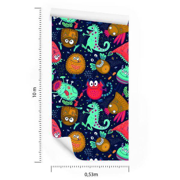 Behang Voor Kinderen - Grappige Monsters En Buitenaardse Wezens - Afbeelding 8
