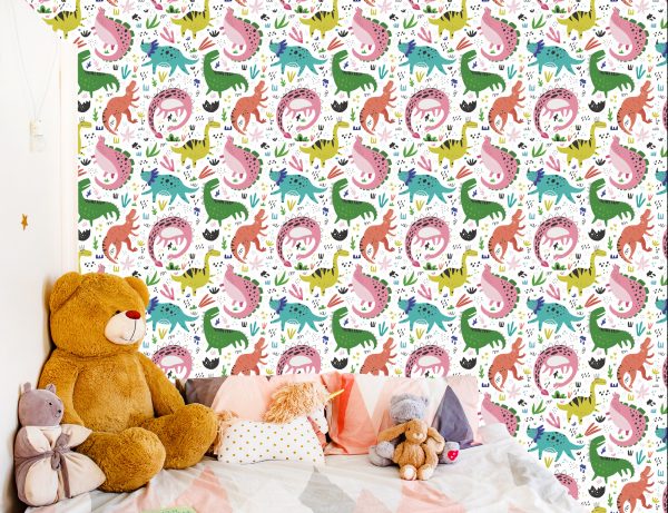 Behang Voor Kinderen - Kleurrijke Dinosaurussen - Afbeelding 6
