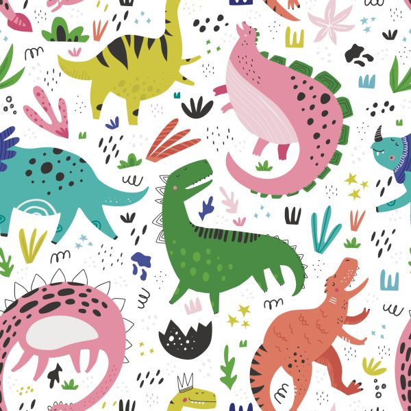 Behang Voor Kinderen - Kleurrijke Dinosaurussen - Afbeelding 2
