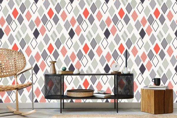 Behang Geometrisch Gekleurde Diamanten - Afbeelding 5