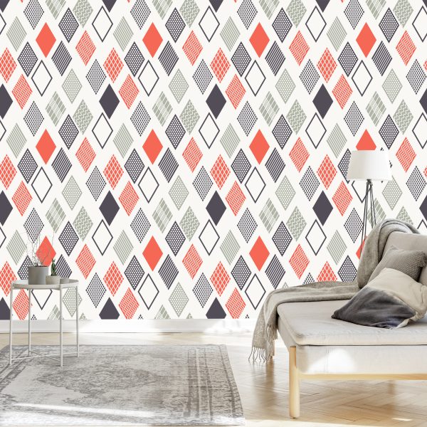 Behang Geometrisch Gekleurde Diamanten - Afbeelding 3