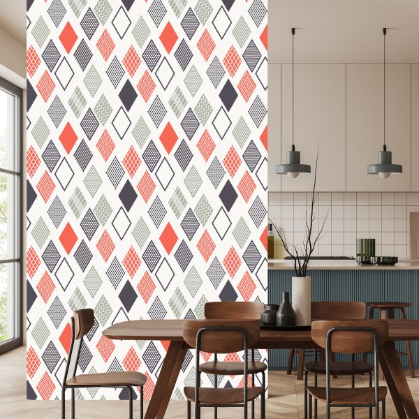 Behang Geometrisch Gekleurde Diamanten - Afbeelding 4