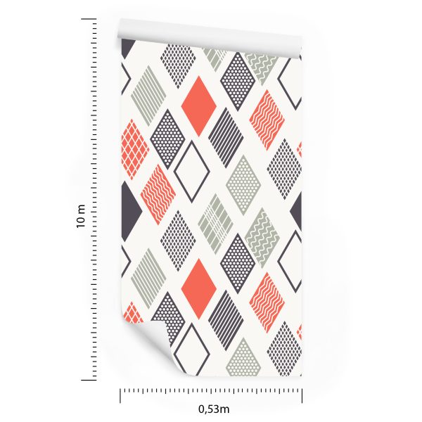 Behang Geometrisch Gekleurde Diamanten - Afbeelding 8