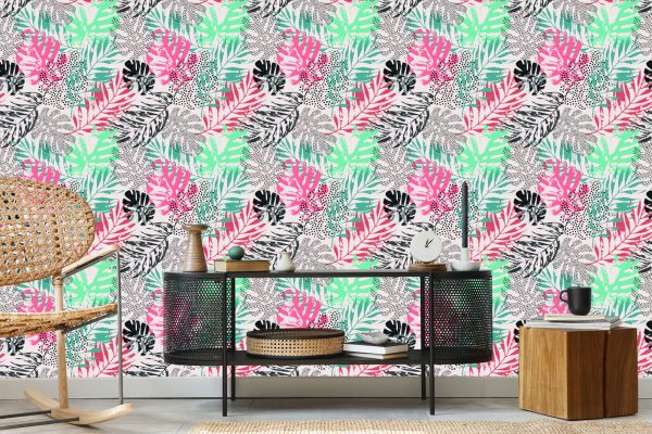 Behang Trendy Tropische Bladeren - Afbeelding 5