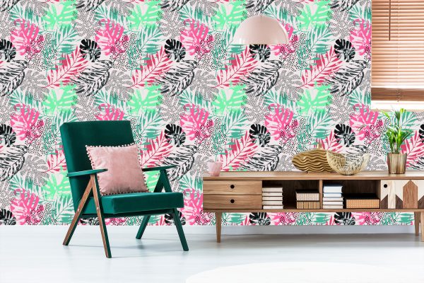 Behang Trendy Tropische Bladeren - Afbeelding 6