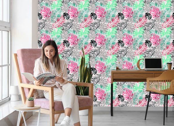 Behang Trendy Tropische Bladeren - Afbeelding 7