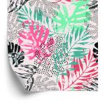 Behang Trendy Tropische Bladeren