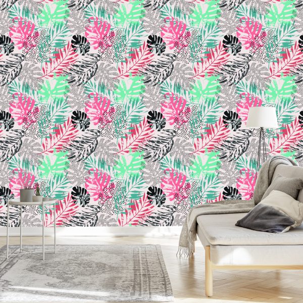 Behang Trendy Tropische Bladeren - Afbeelding 3
