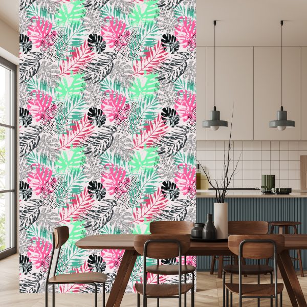 Behang Trendy Tropische Bladeren - Afbeelding 4