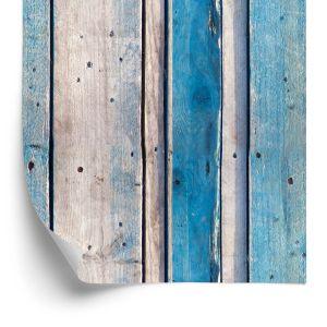 Behang Blauwe Houten Planken