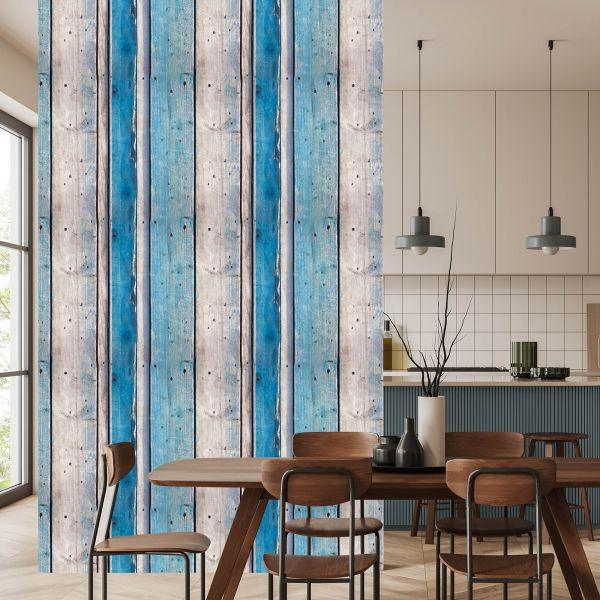 Behang Blauwe Houten Planken - Afbeelding 4