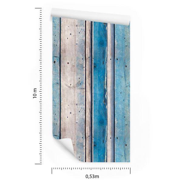 Behang Blauwe Houten Planken - Afbeelding 8